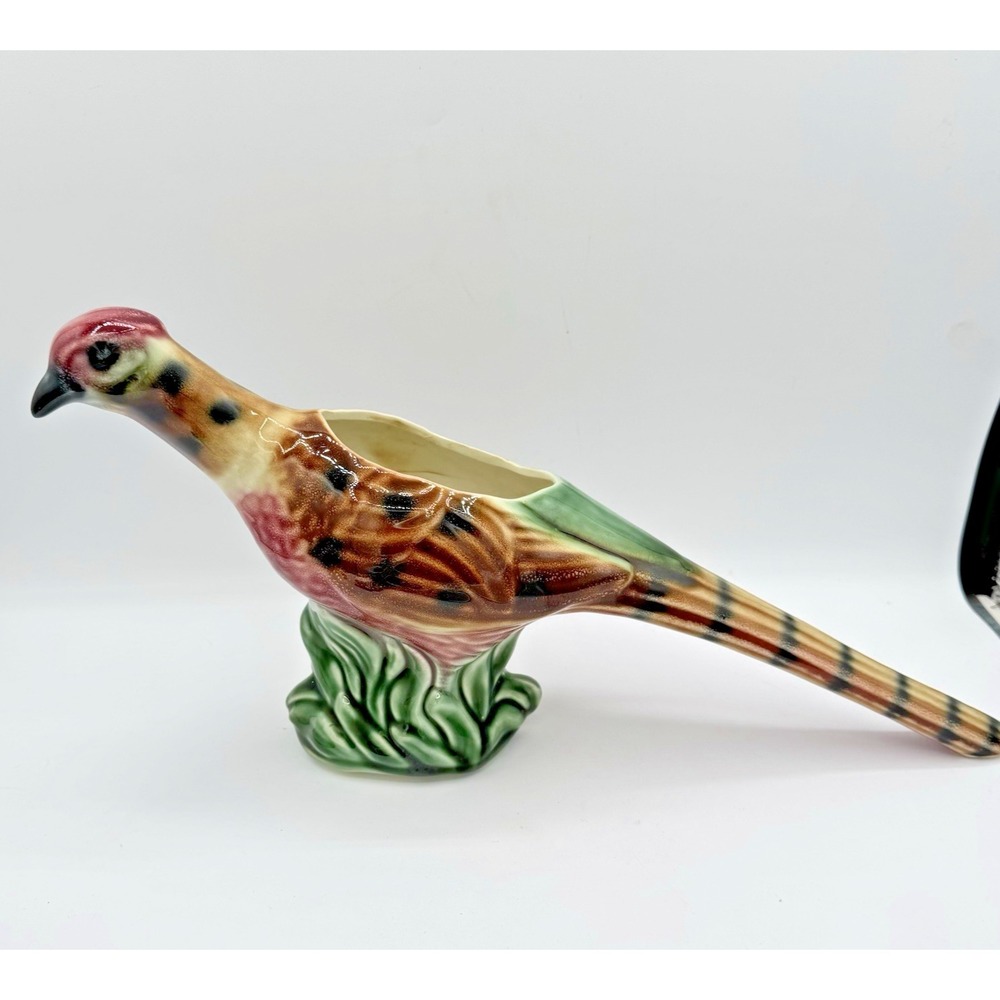 1950s Pheasant Vase Planter MCM Vintage Ceramic American Bisque Co WV Mold 274